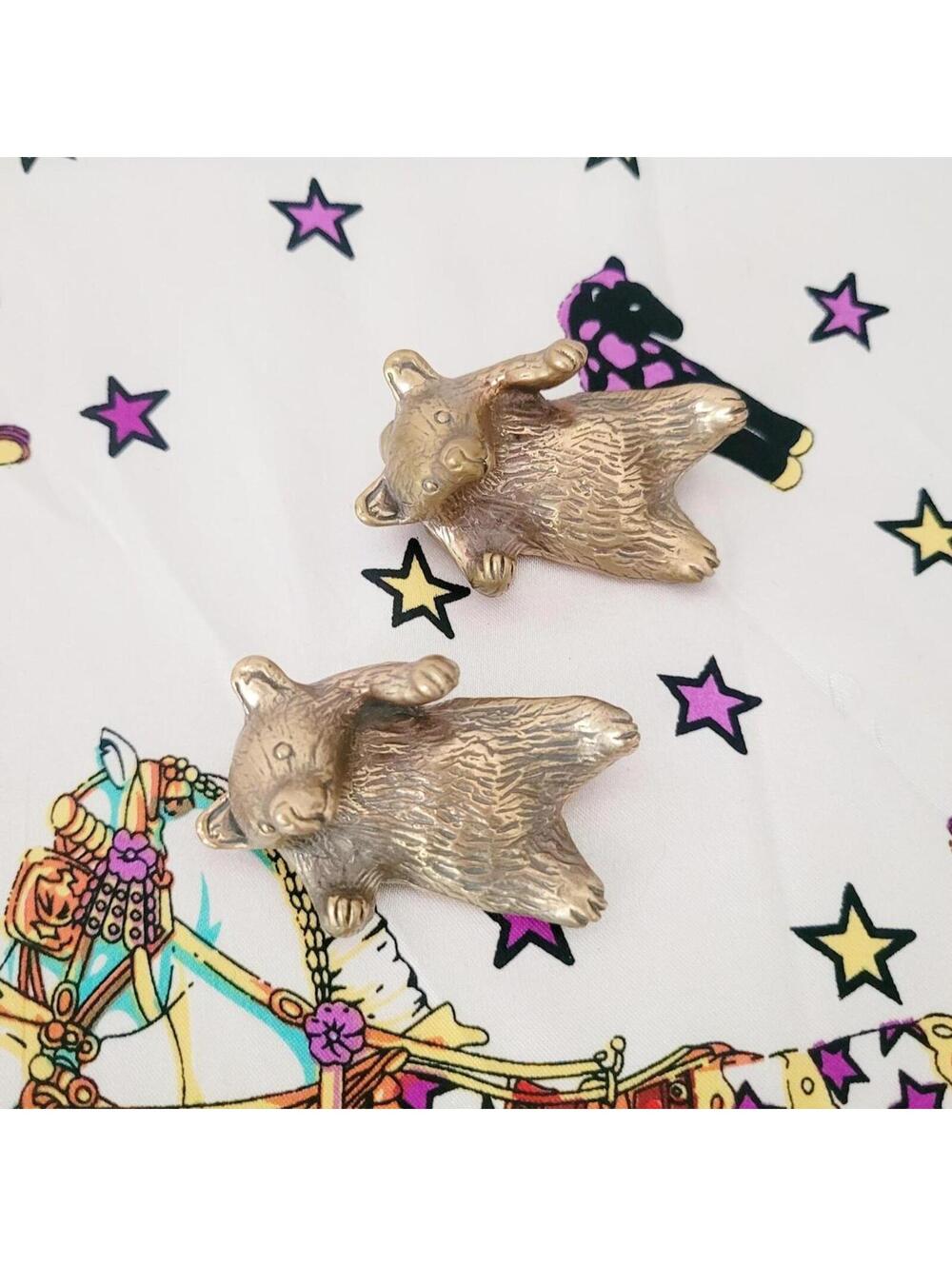 🧸Brass Hugging Bear Cub Ear Weights ⚖️ by Symmetry Body Jewelry.